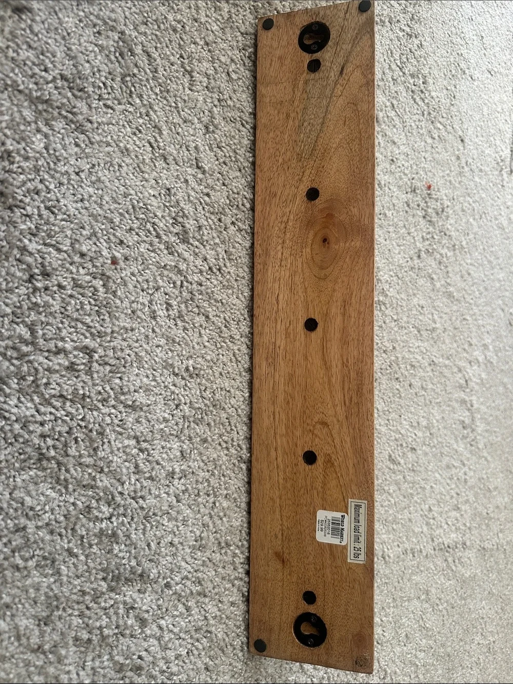 Wooden Chevron Wall Hook Rack with White Marble Pegs
